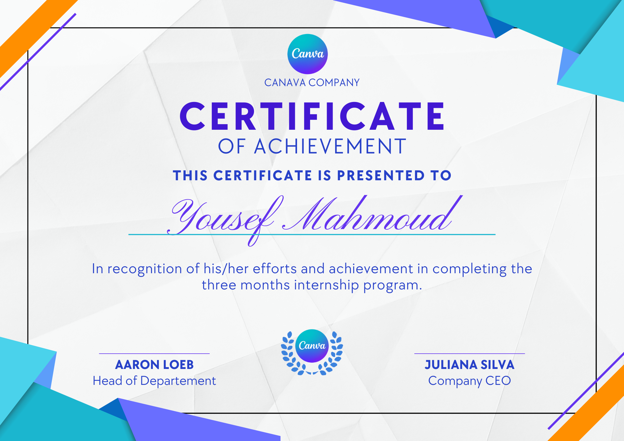 Canva Internship Certificate