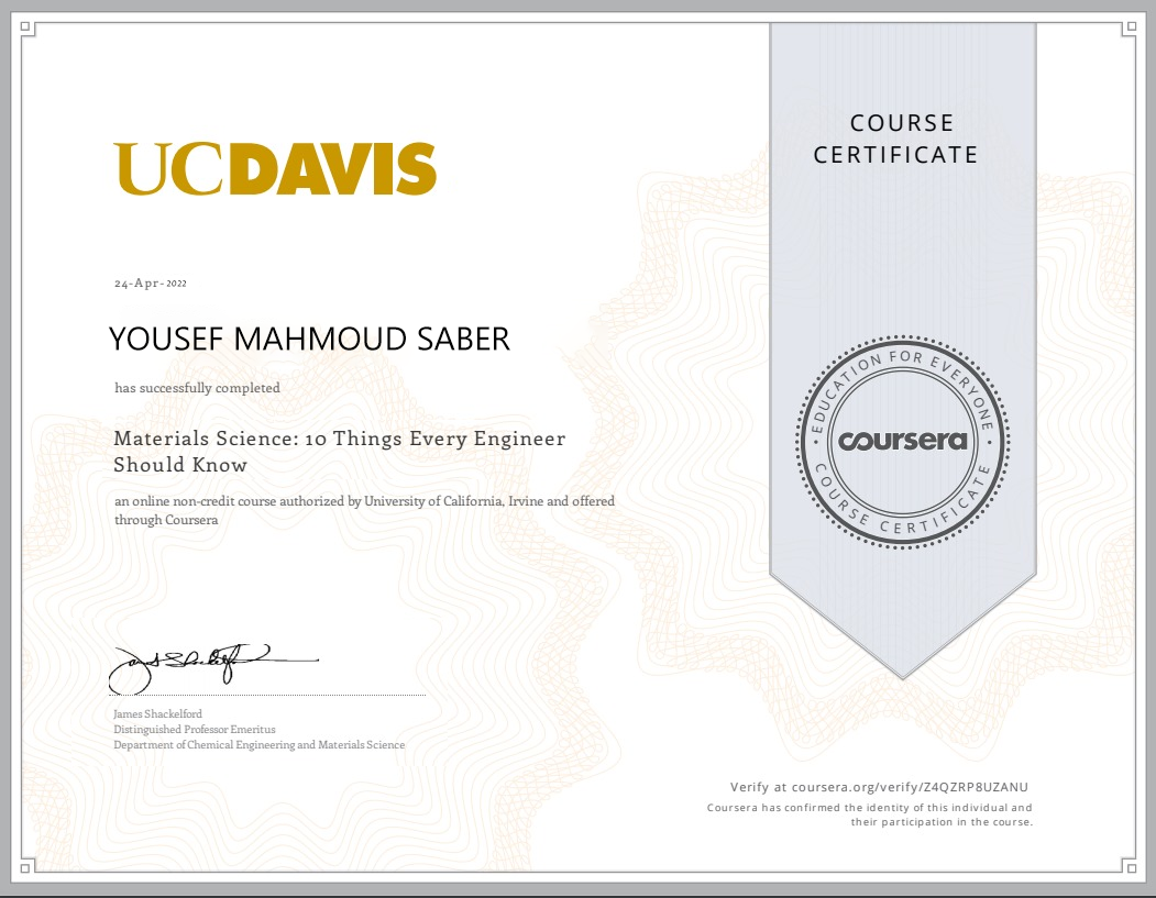 UC Davis Materials Science Certificate